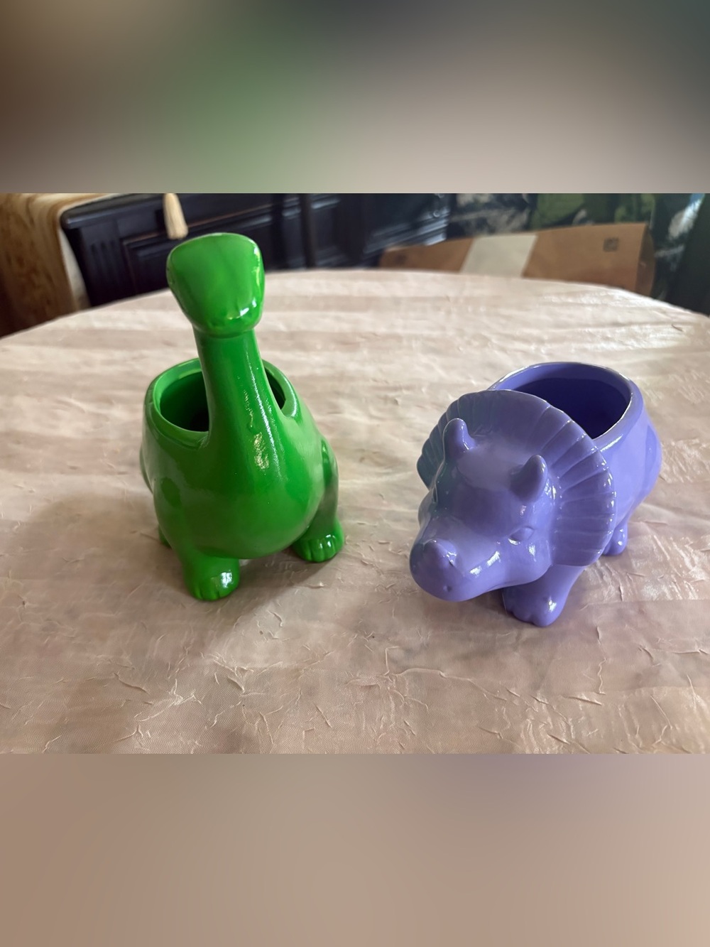Green Ceramic Dinosaur Planter - Decorative Home Accent